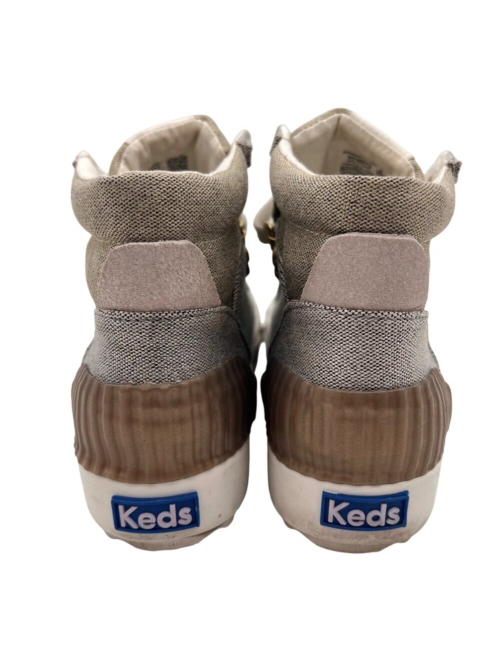 Keds High-Top Sneakers Womens Size 6.5 Lace-Up Metallic Silver Gold Rubber Sole - Picture 9 of 15